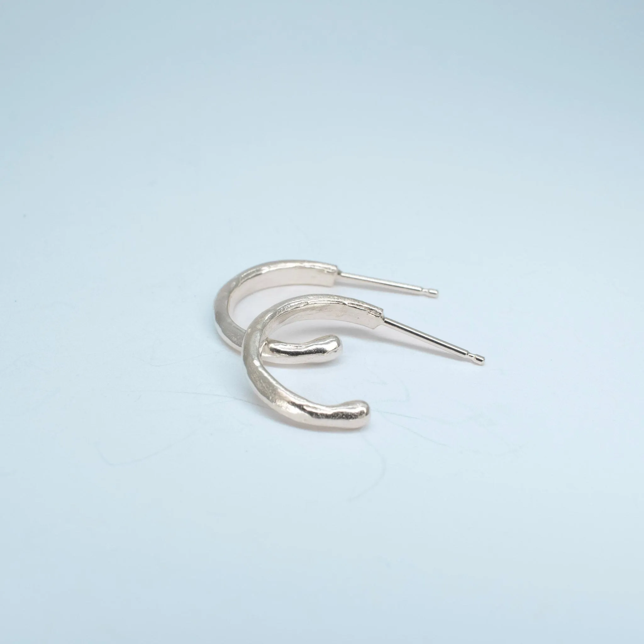 Sterling Silver Organic Hammered Hoops Small