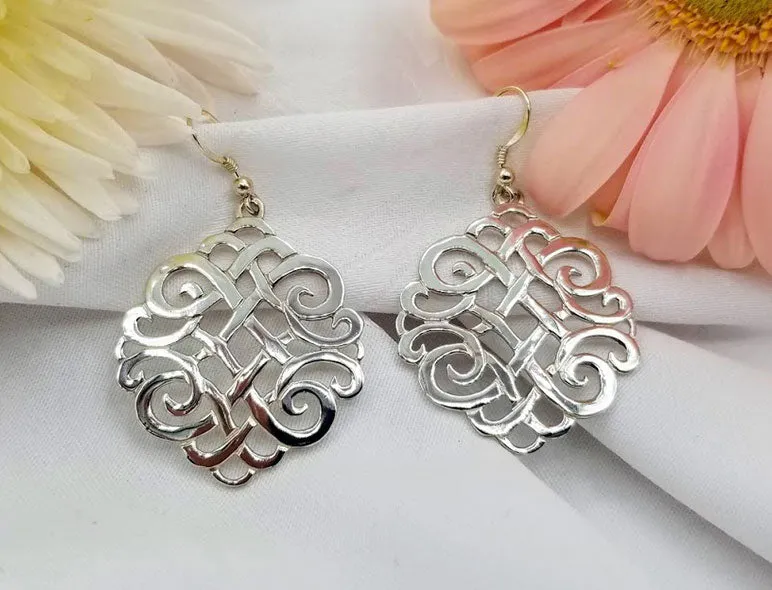 Sterling Silver Round Celtic Earrings - Large