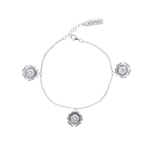 Sterling Silver Yorkshire Rose Bracelet - Frosted