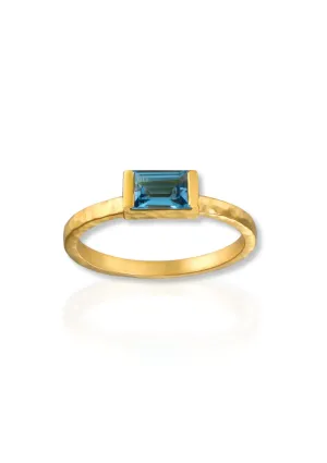 Swiss Blue Topaz Rectangle Stone Ring