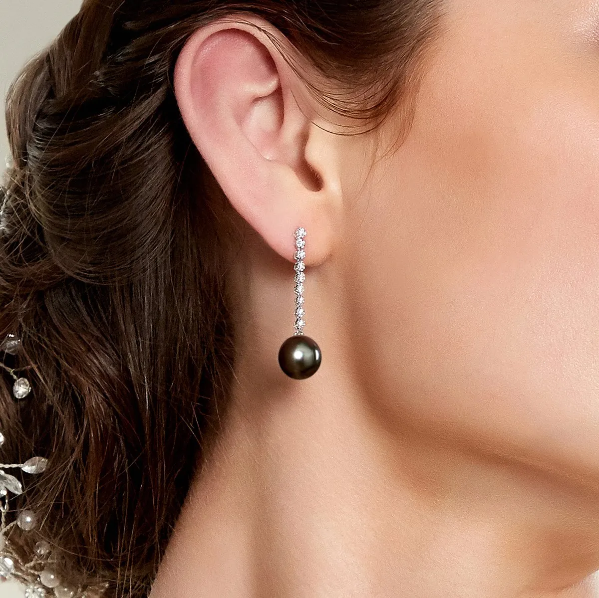 Tahitian South Sea Pearl & Diamond Bellatrix Earrings