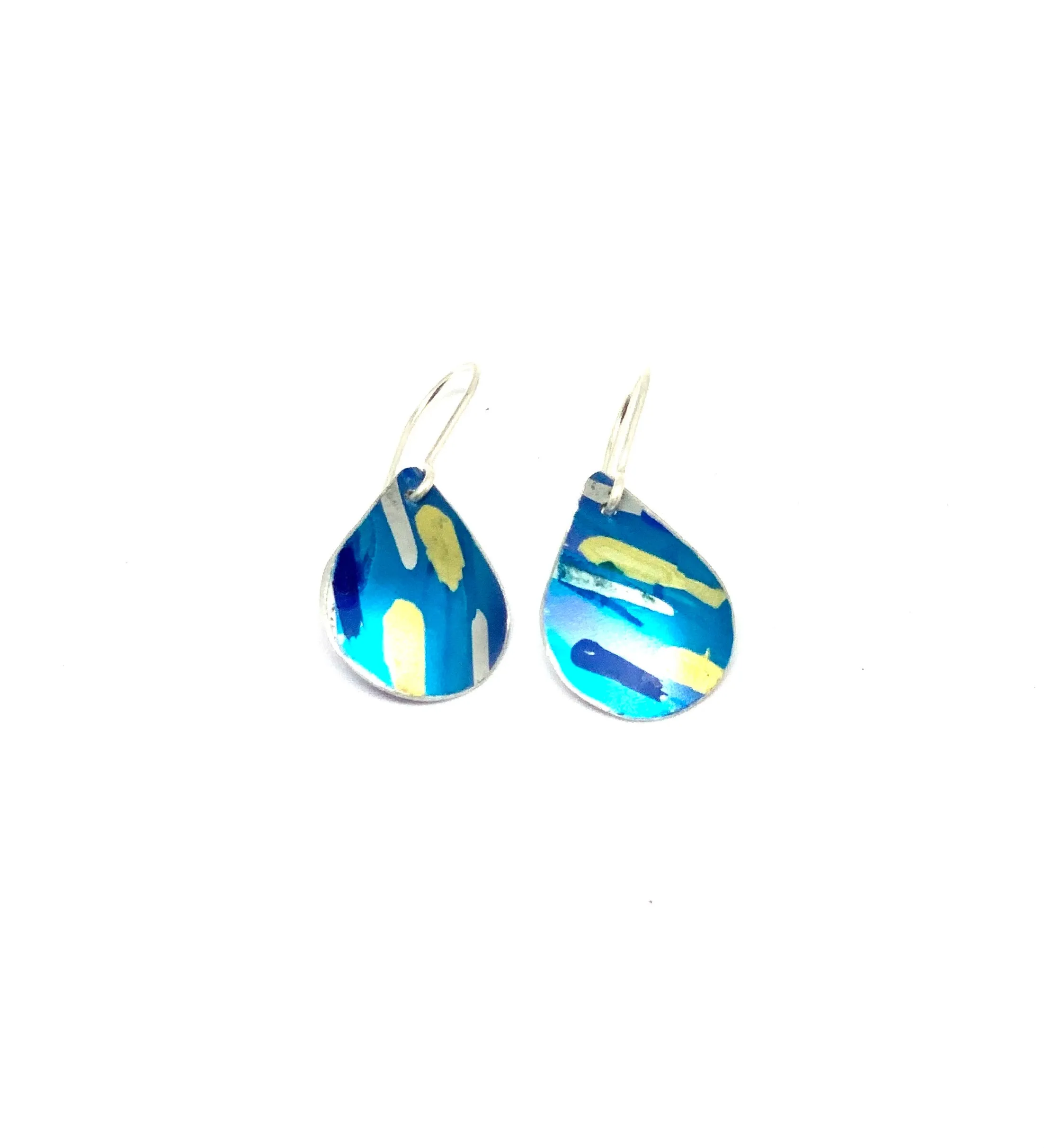 Tear drop style Blue / yellow Earrings