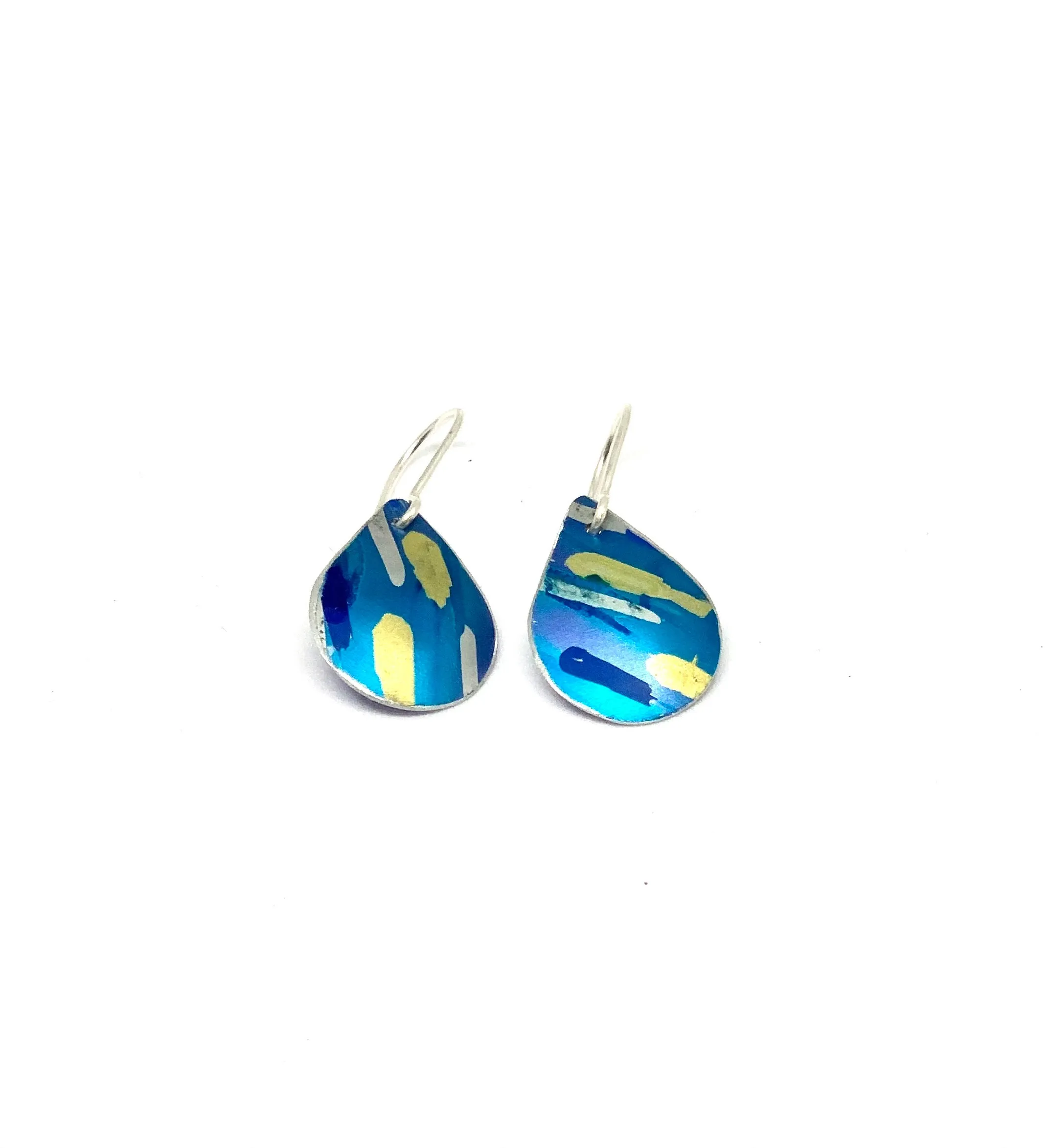 Tear drop style Blue / yellow Earrings