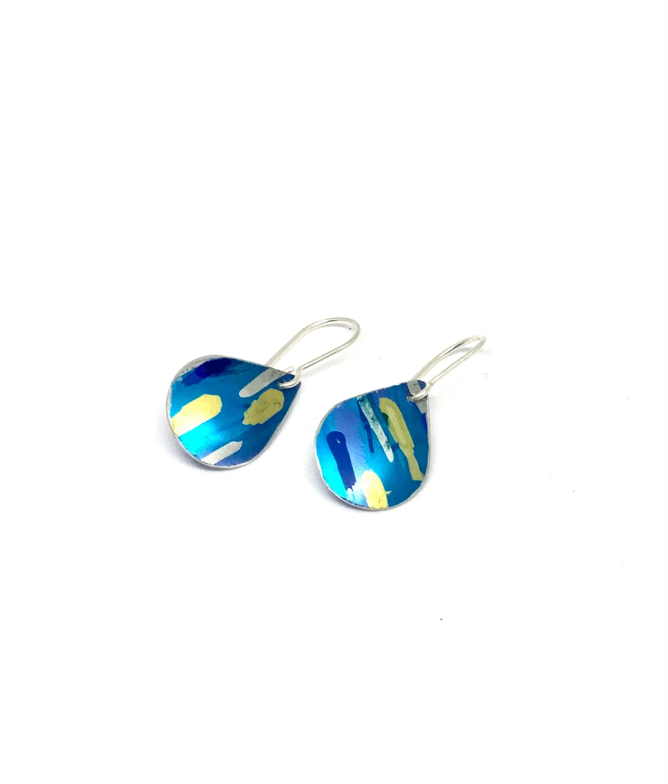 Tear drop style Blue / yellow Earrings