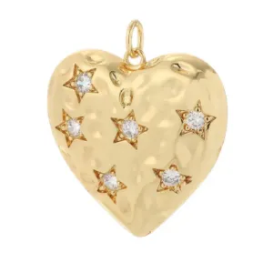 Textured Heart Star Charm