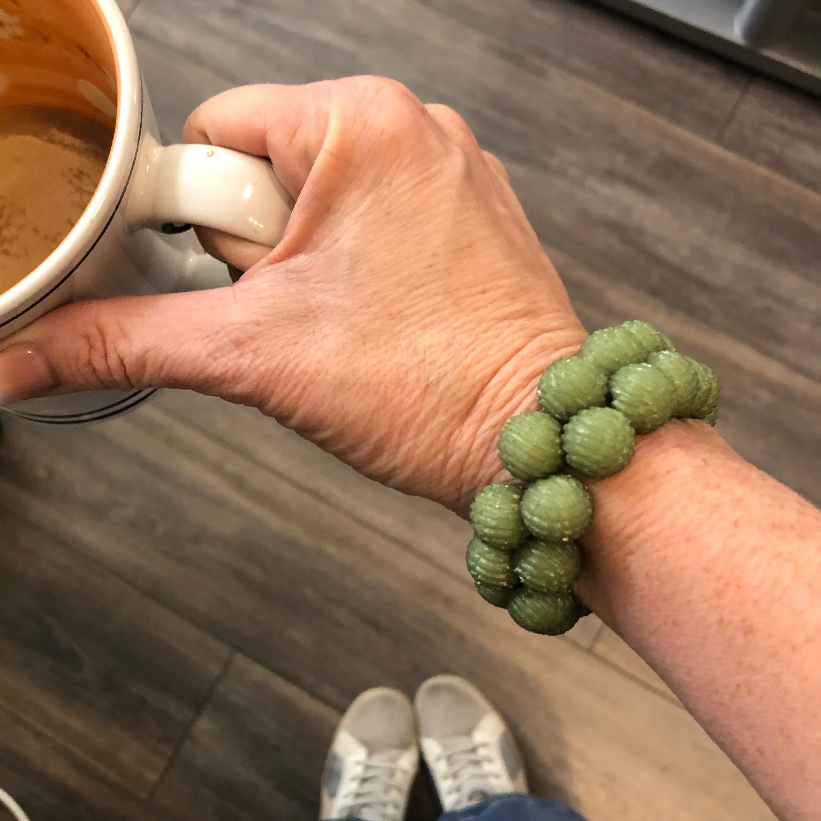 Textured Moss Chunky Button Bracelet