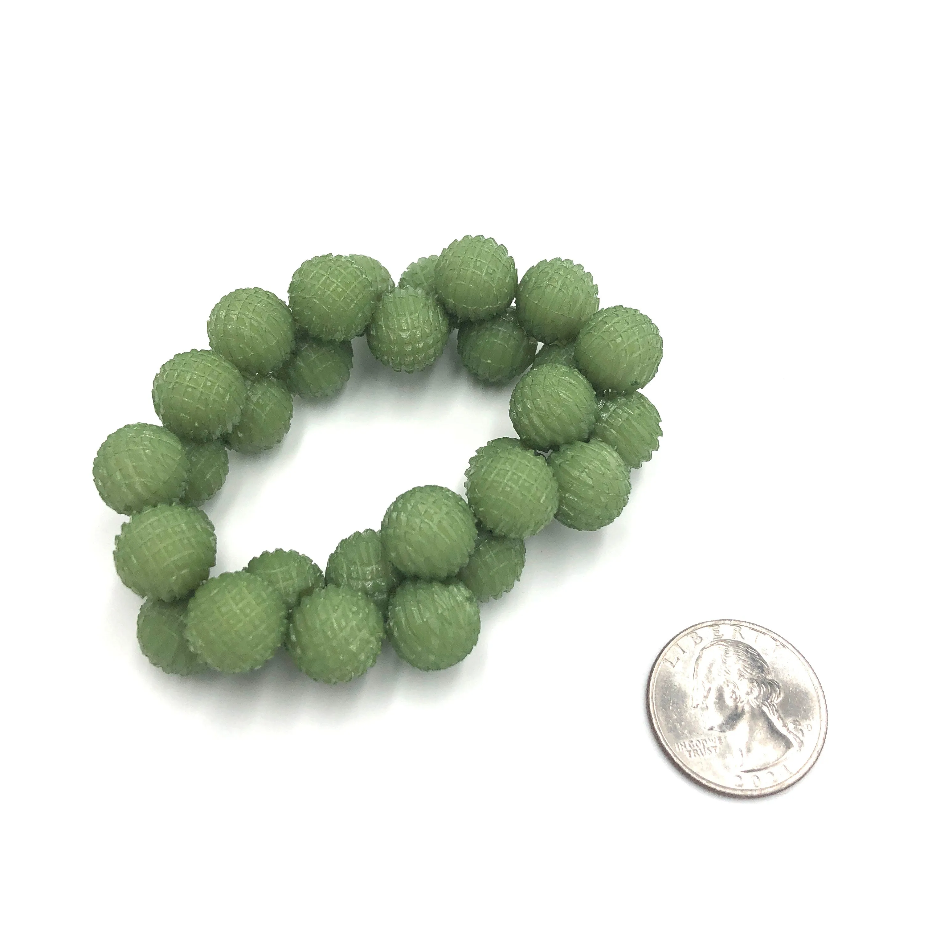 Textured Moss Chunky Button Bracelet