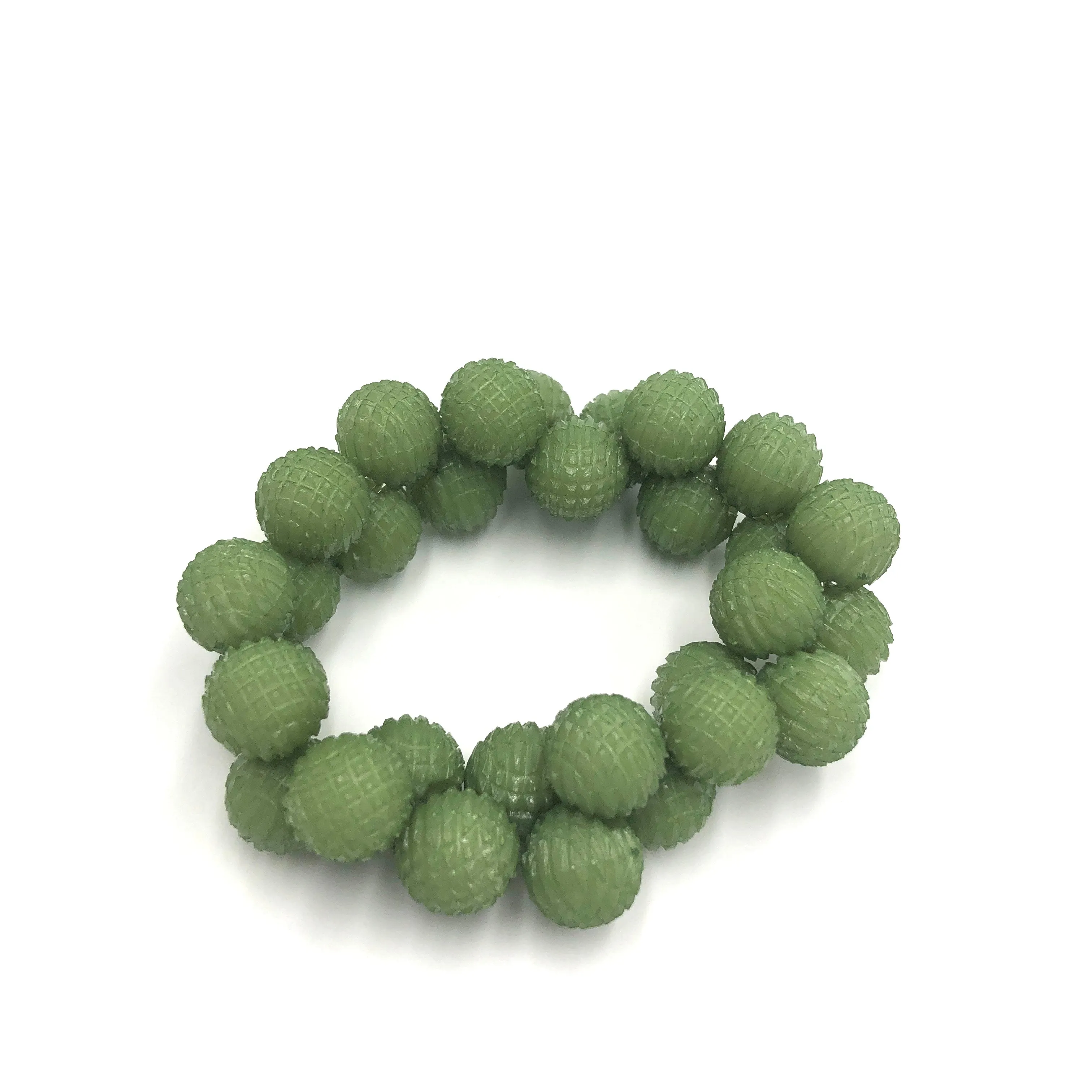 Textured Moss Chunky Button Bracelet