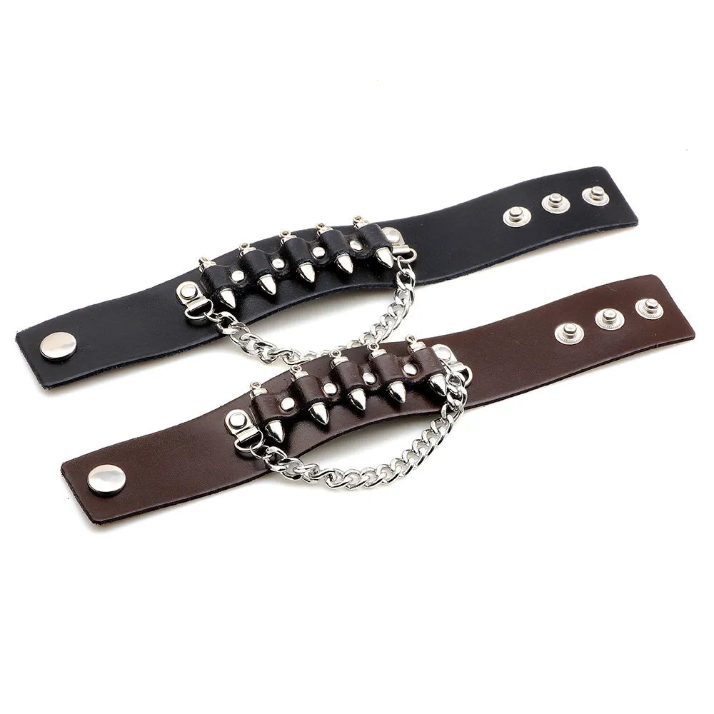 Textured Rivet Men's Leather Bracelet