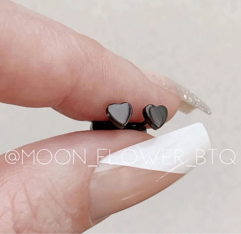 Tiny Black Heart Earrings