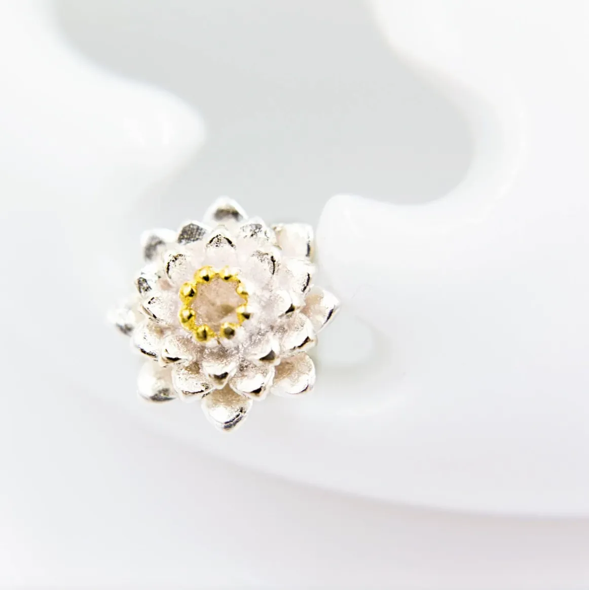 Tiny Lotus Stud Earrings