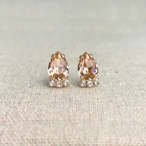 Tiny Pear Partial Halo Post Earrings