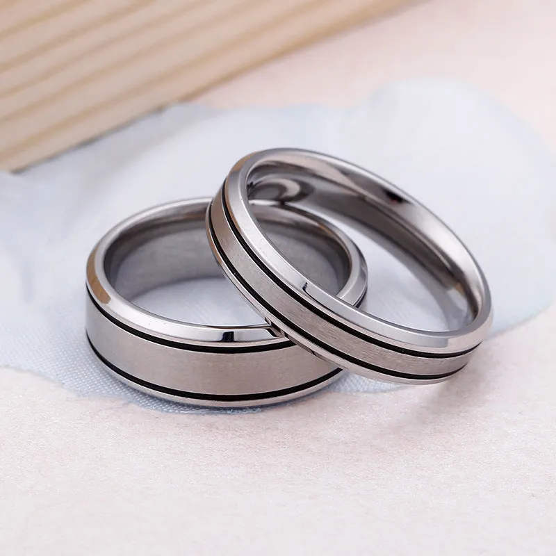 Titanium Steel Couple Rings - Simple Niche Style Stainless Steel Jewelry for Men and Women from Japan and South Korea