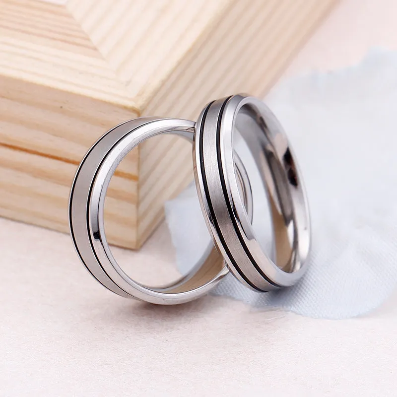 Titanium Steel Couple Rings - Simple Niche Style Stainless Steel Jewelry for Men and Women from Japan and South Korea