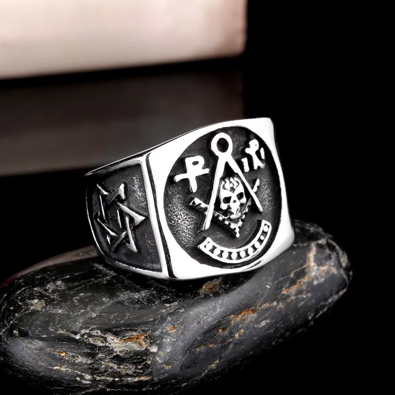 Titanium Steel Masonic Skull Rings for Men - Vintage Wholesale Collection