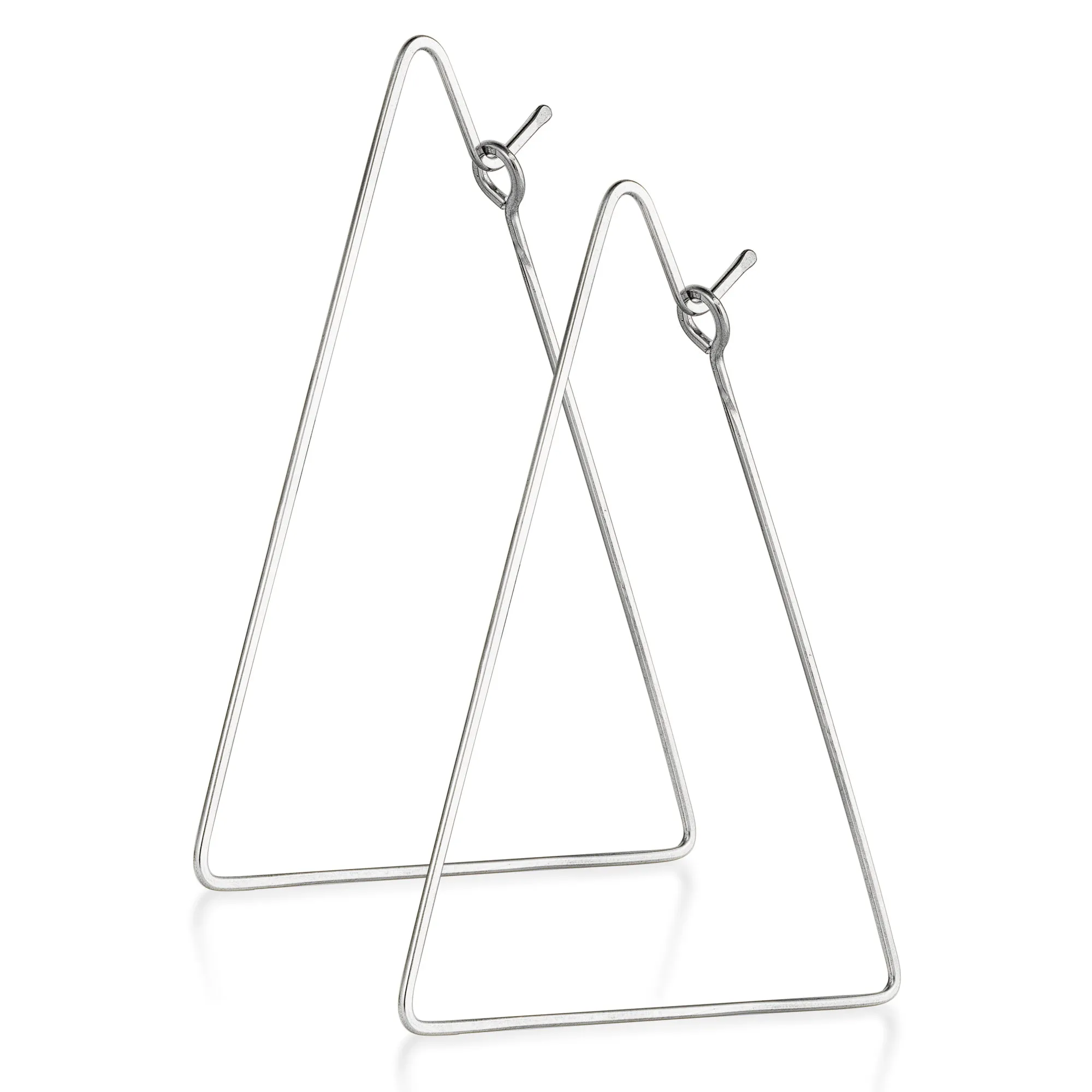 Triangle Hoop Earrings, Sterling Silver Earrings. Geometric Hoops, Modern Jewelry Design, Modern Earrings - Triangle Earrings