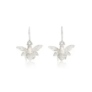 Vita Silver Bumble Bee & Cultured Freshwater Pearl Drop Earrings