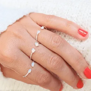 White Opal Stacker Rings 3 Set