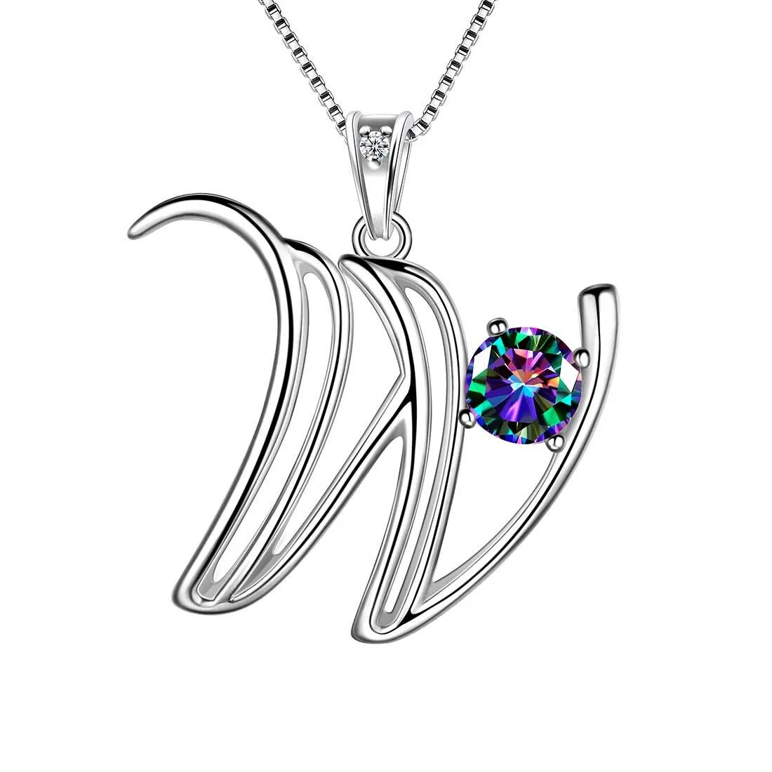 Women Initial W Letter Pendant Necklace Girl Name Jewelry Gift 925 Sterling Silver