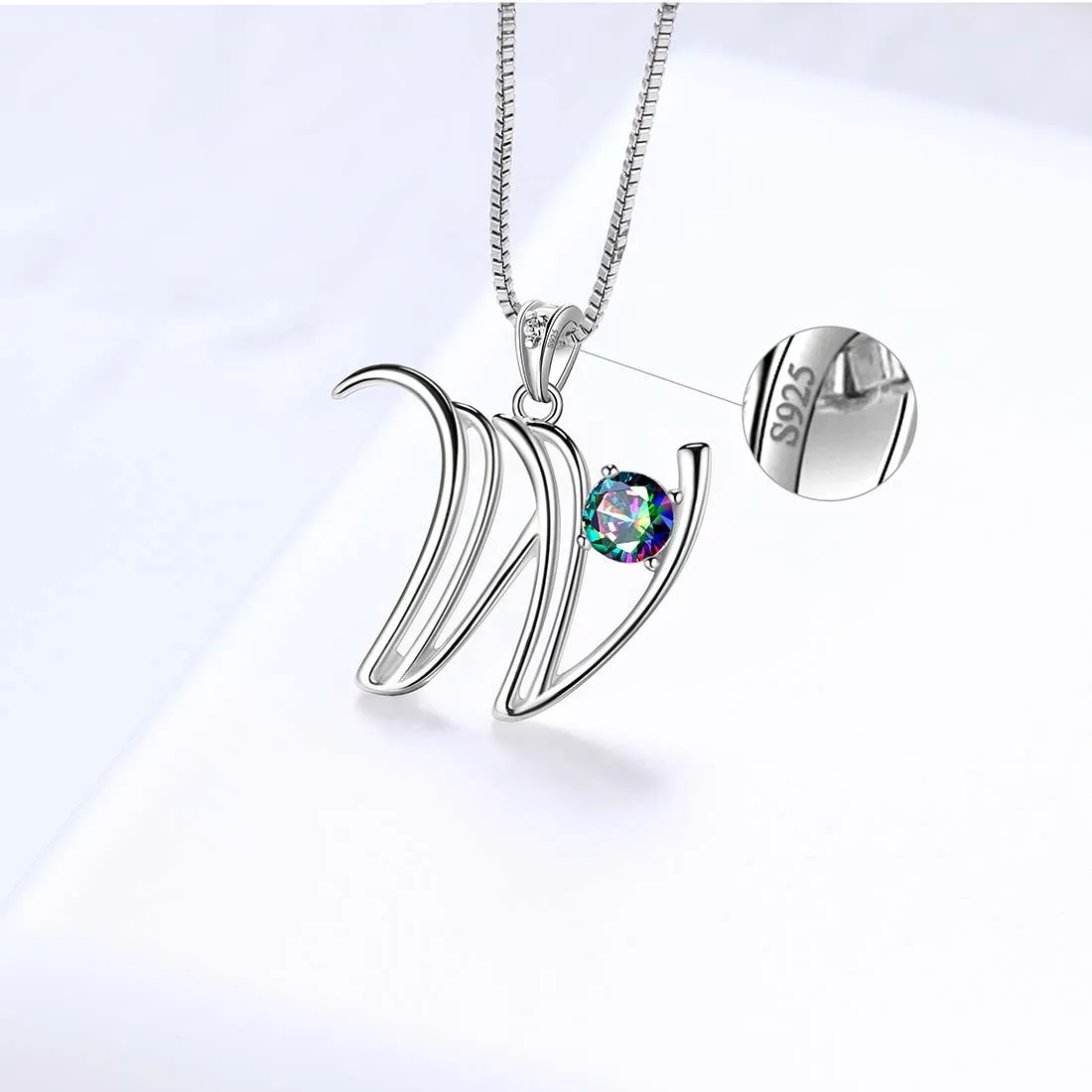 Women Initial W Letter Pendant Necklace Girl Name Jewelry Gift 925 Sterling Silver